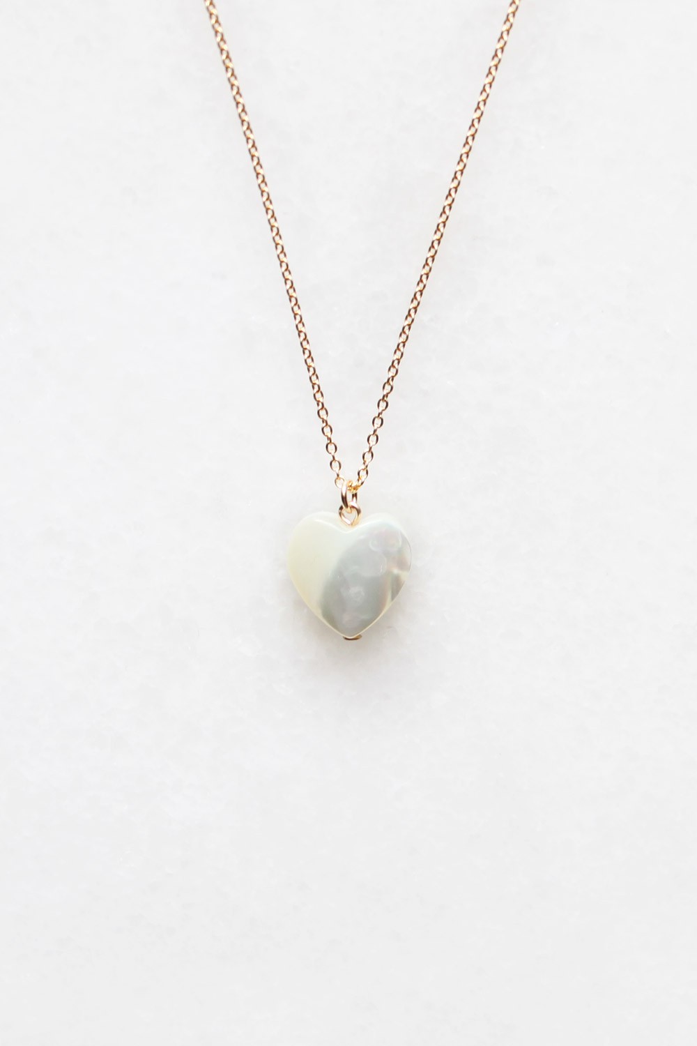 Mother of Pearl Heart Necklace - 14kt gold fill | The Vamoose
