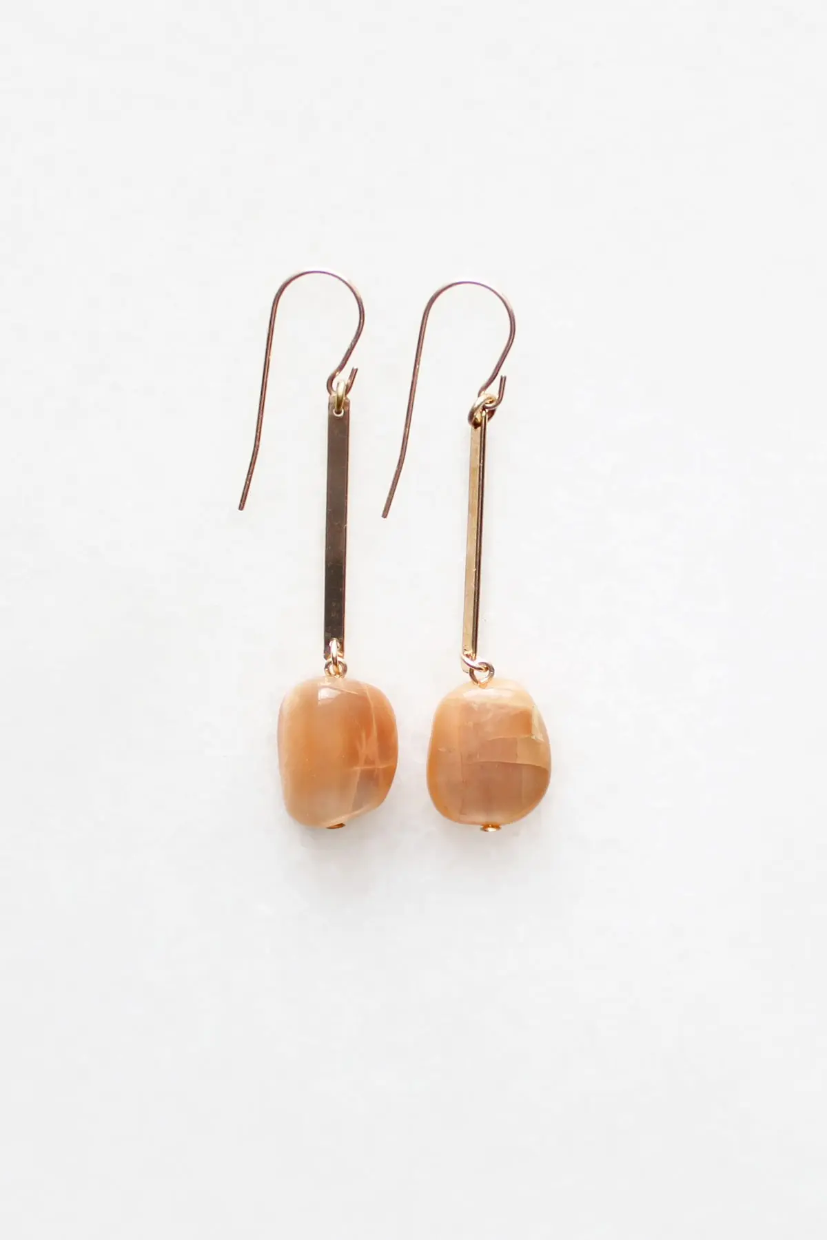 Peach Moonstone Drop Earrings