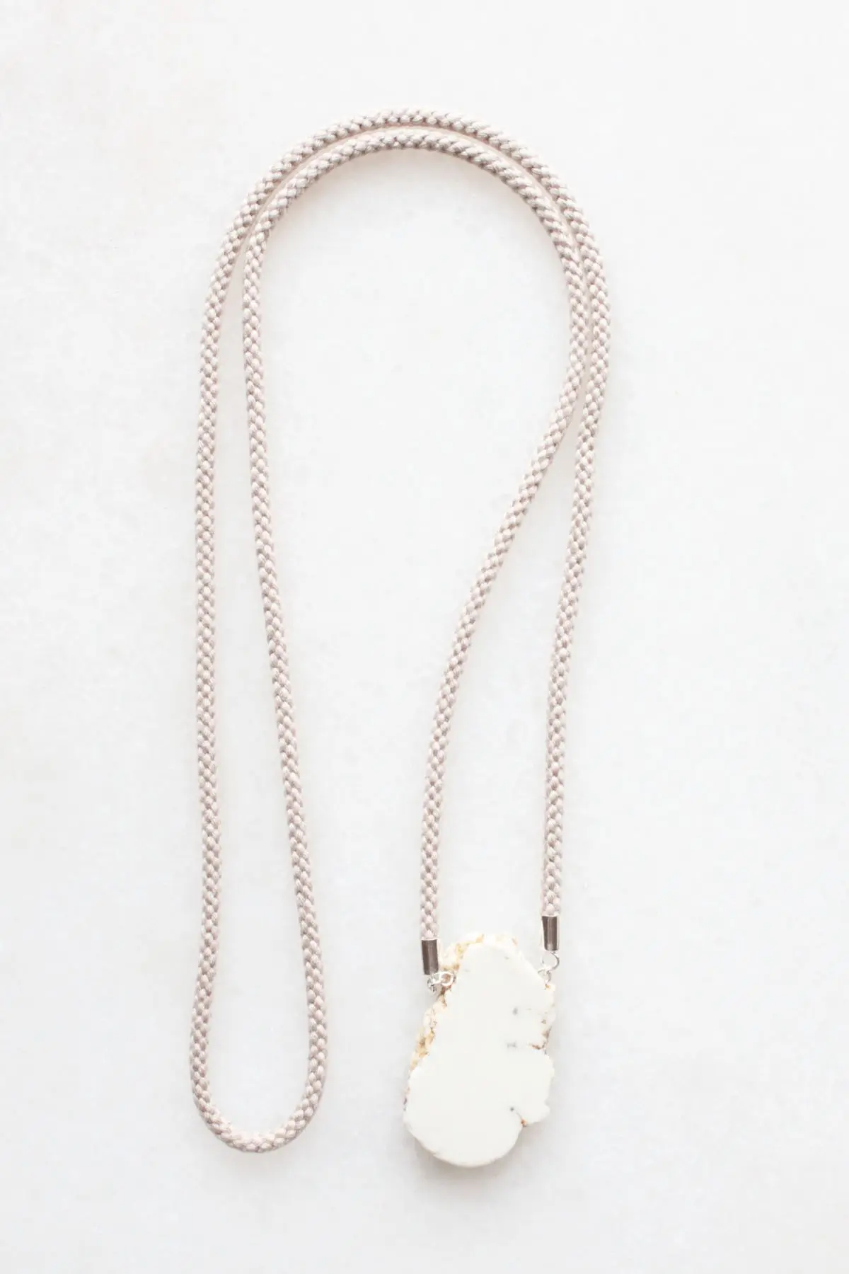 Magnesite and Braided Cord Necklace - sterling silver