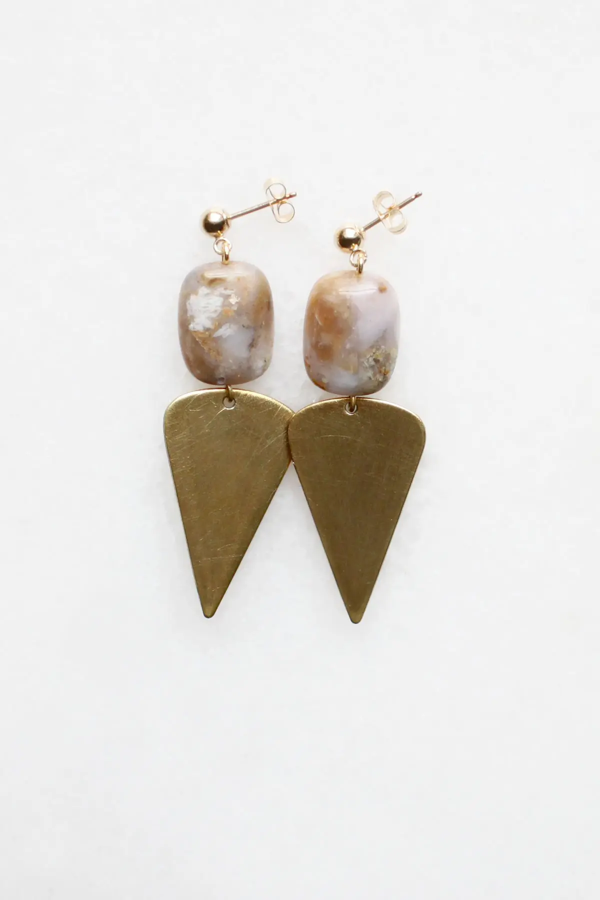 Peruvian Opal and Brass Drop Earrings