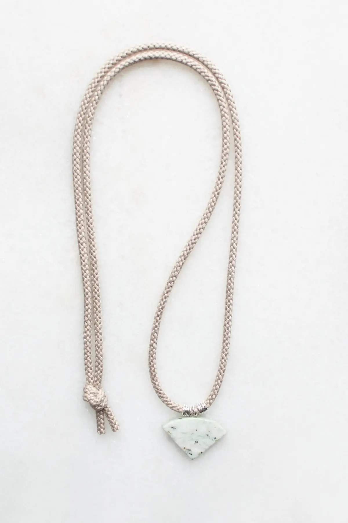 Braided Cord and Marble Necklace - sterling silver