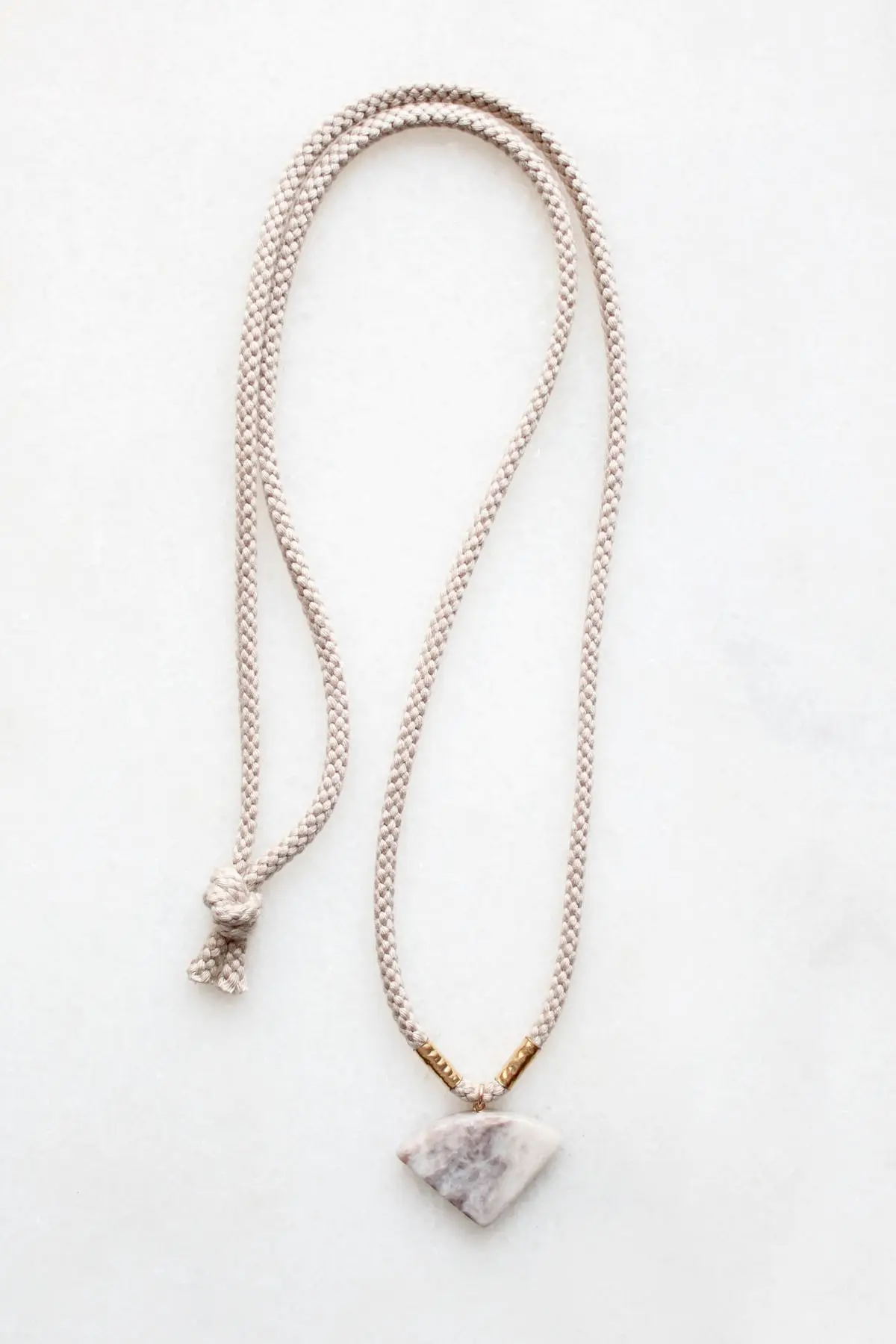 Braided Cord and Marble Necklace - 14kt gold fill