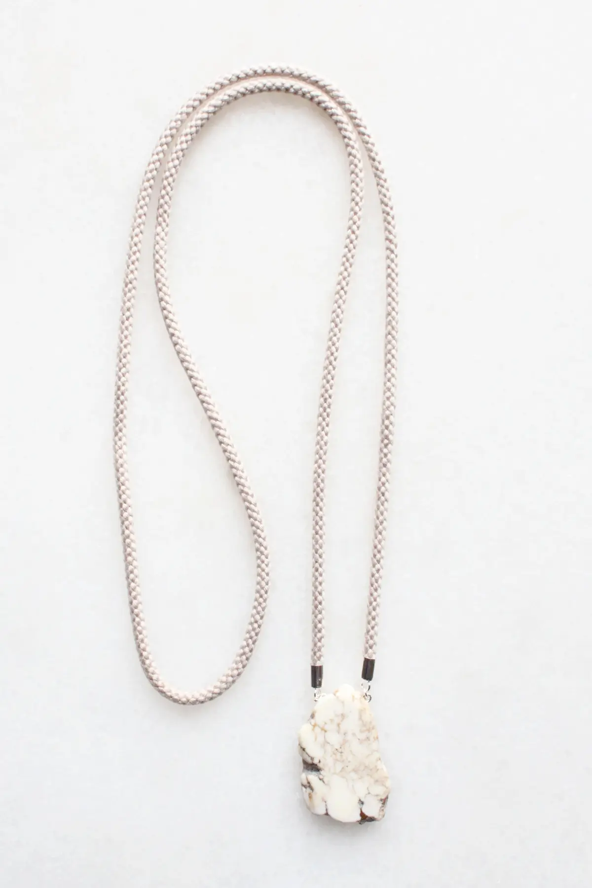 Magnesite and Braided Cord Necklace - sterling silver