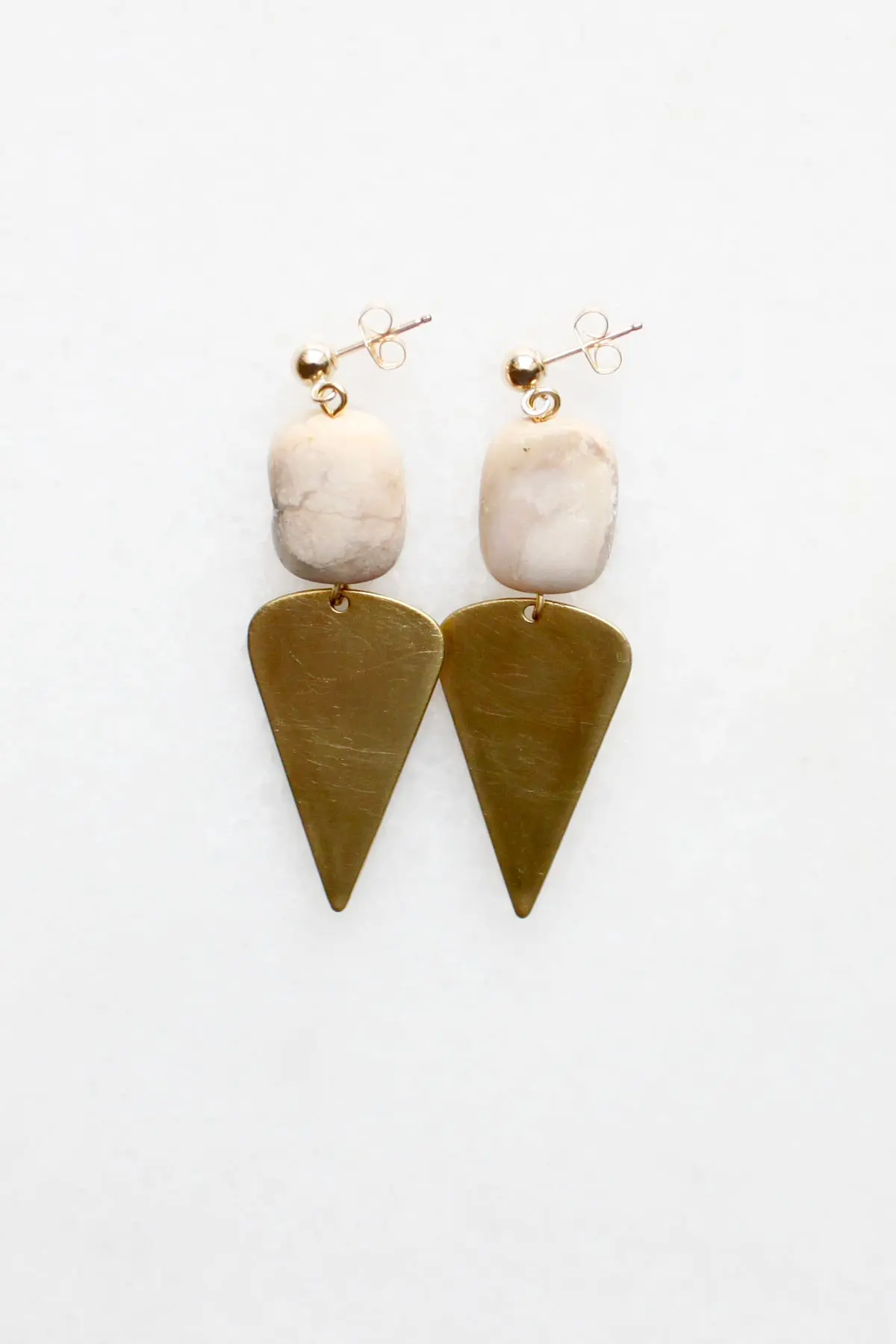 Peruvian Opal and Brass Drop Earrings