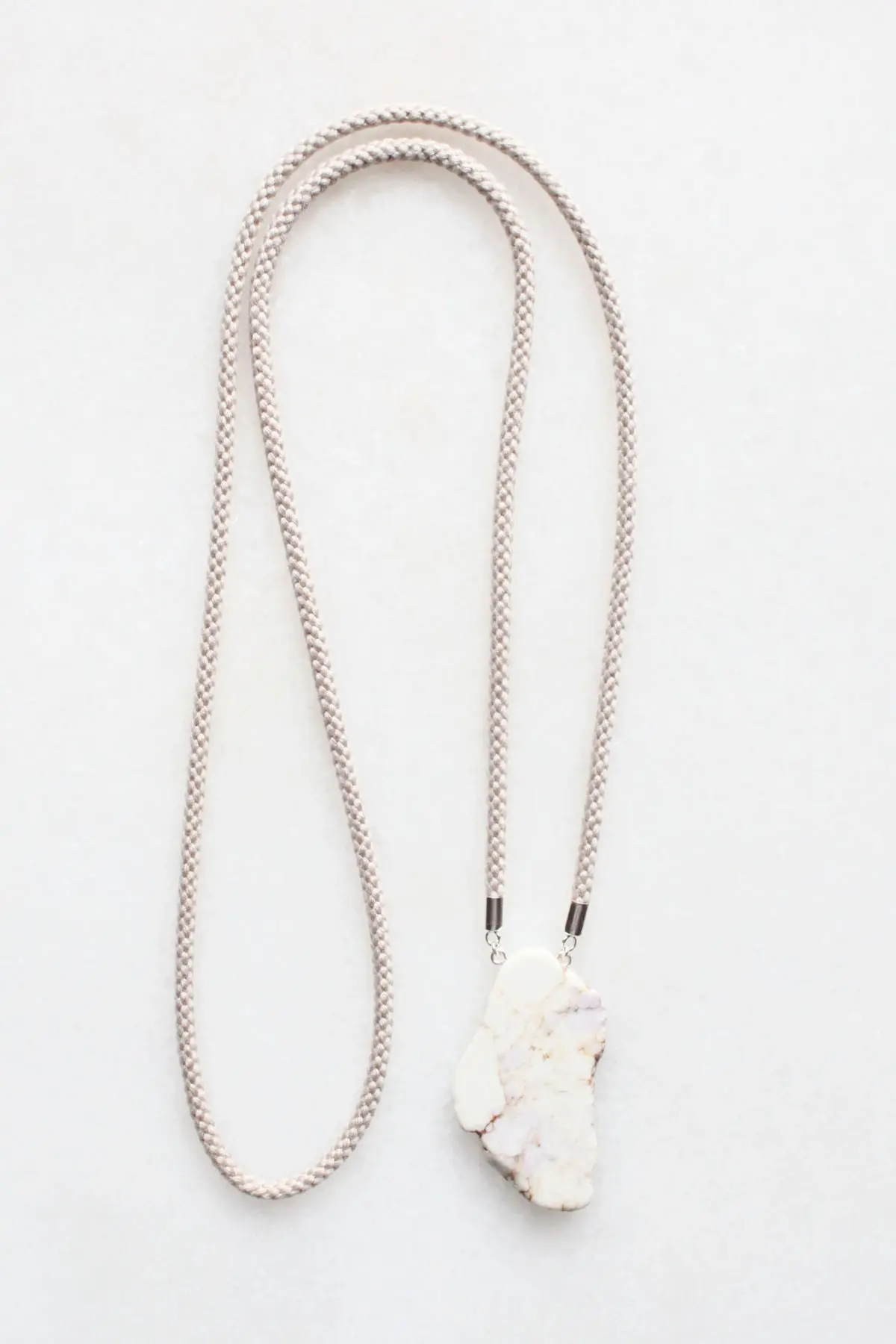 Magnesite and Braided Cord Necklace - sterling silver