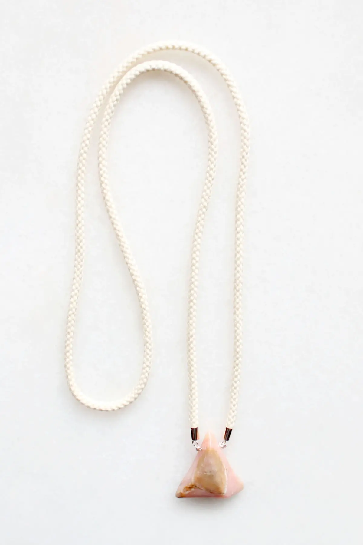 Pink Opal and Braided Cord Necklace - sterling silver