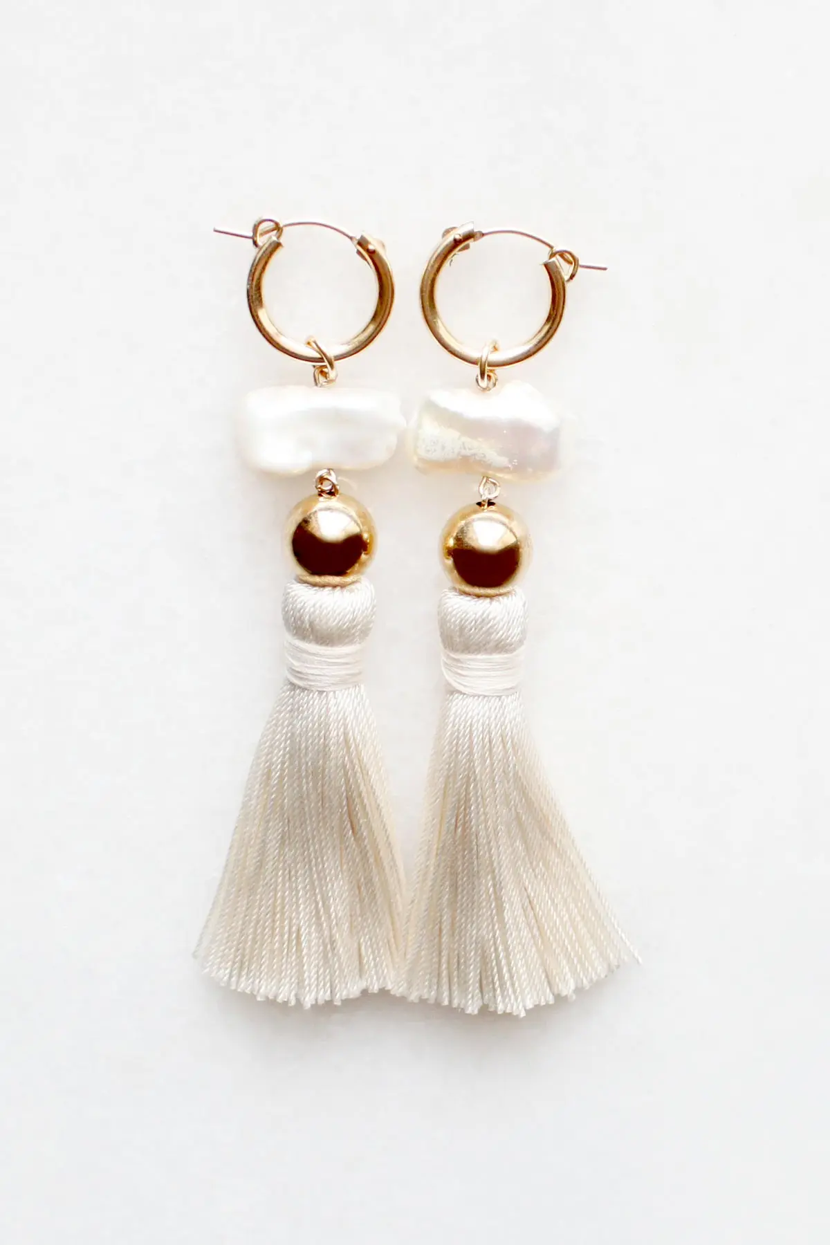 Pearl and Silk Tassel Earrings