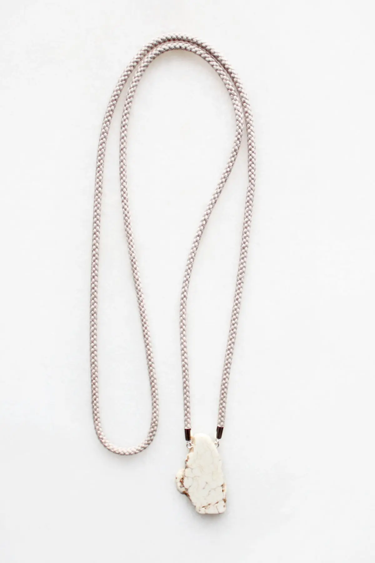 Magnesite and Braided Cord Necklace - sterling silver