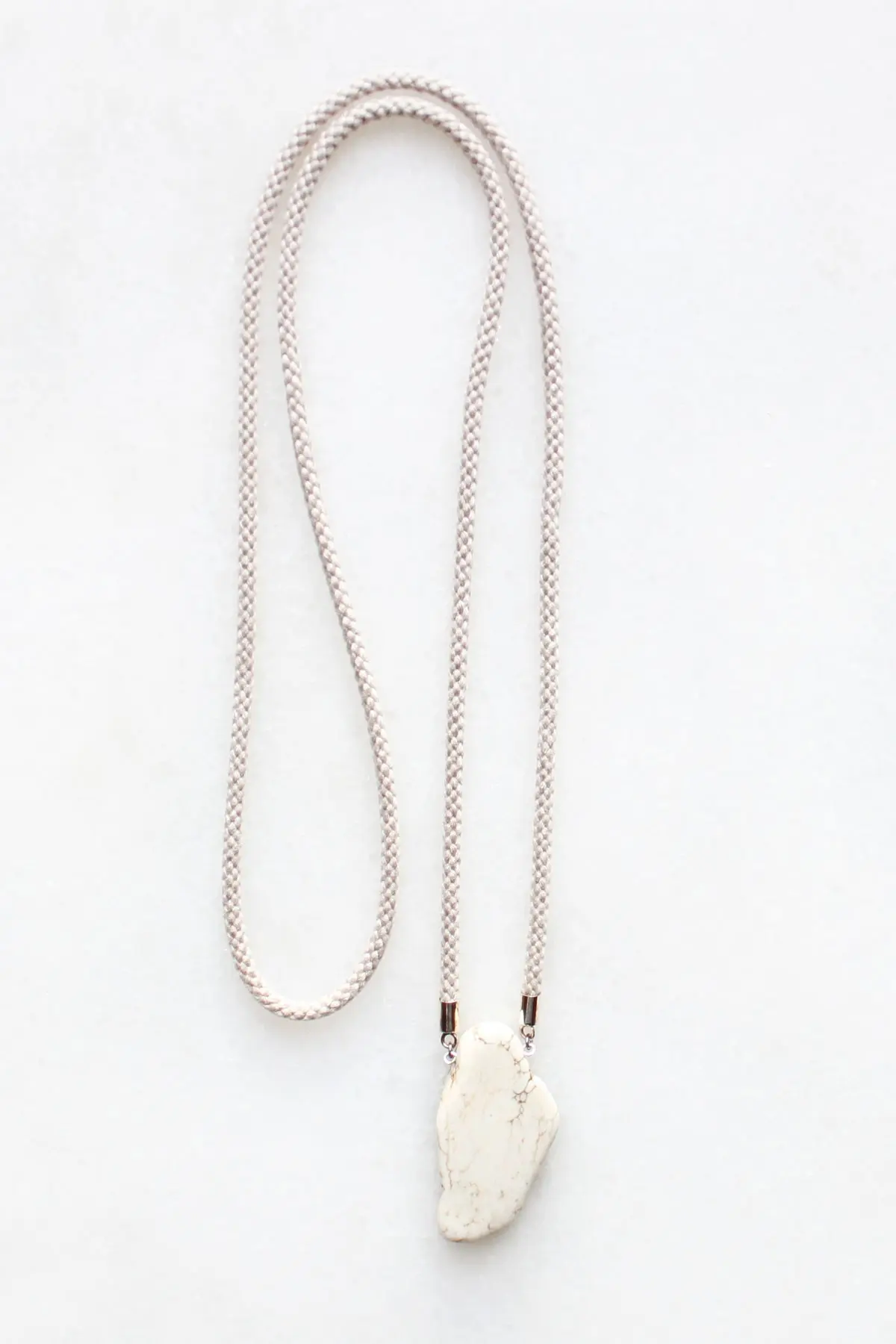 Magnesite and Braided Cord Necklace - sterling silver