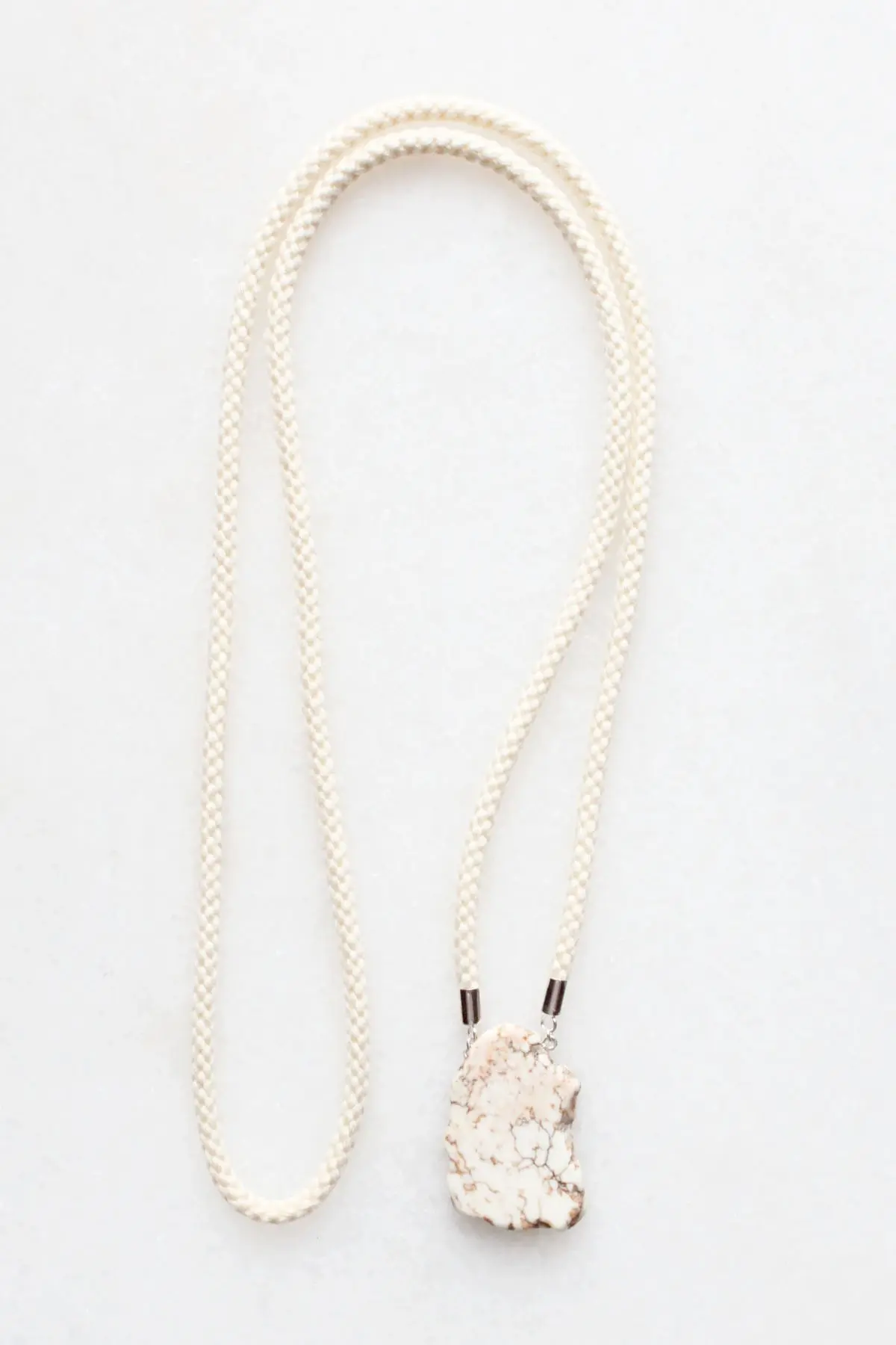 Magnesite and Braided Cord Necklace - sterling silver