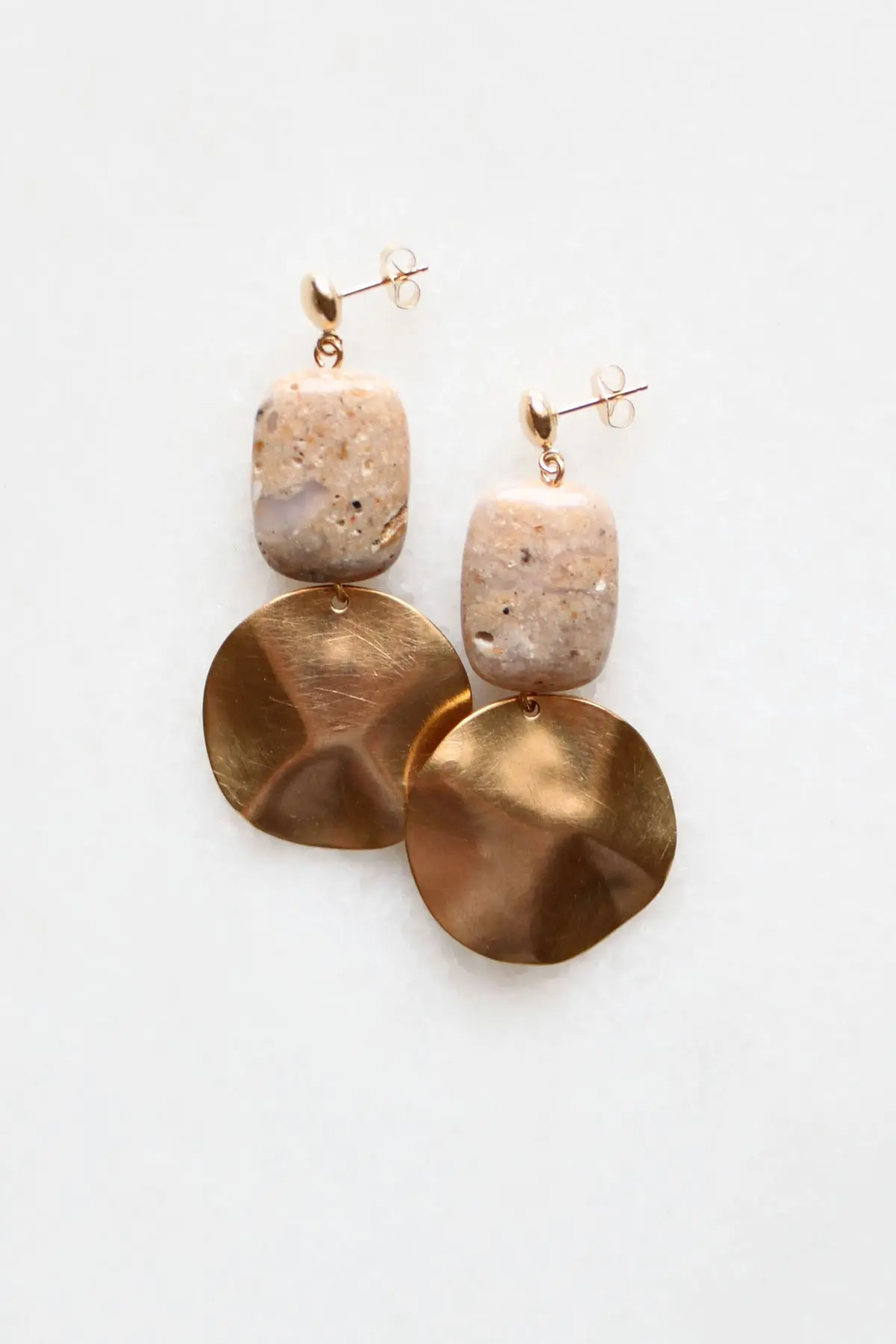 Peruvian Opal and Brass Earrings
