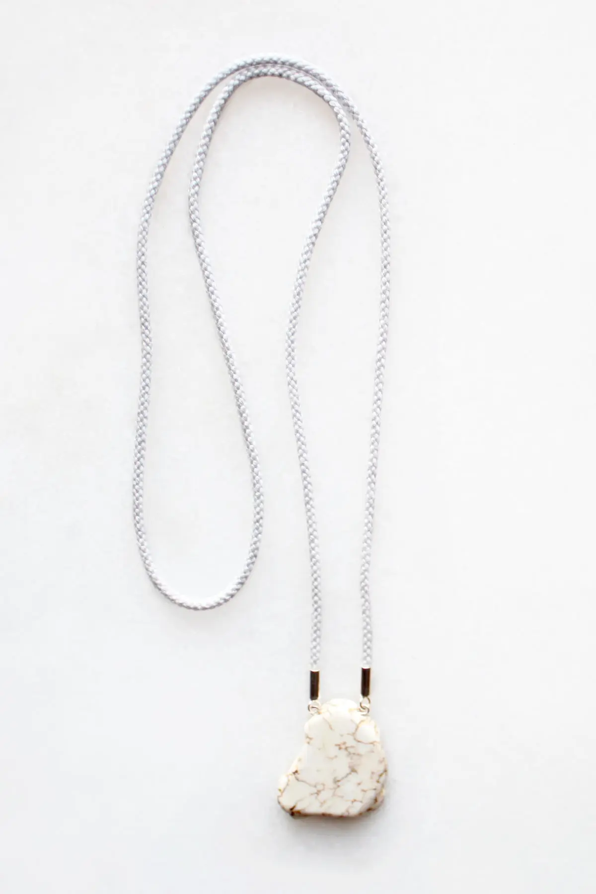 Magnesite and Braided Cord Necklace - sterling silver