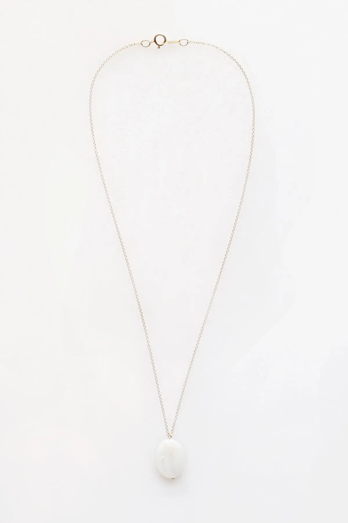 Mother of Pearl Oval Pendant Necklace - 14kt gold fill