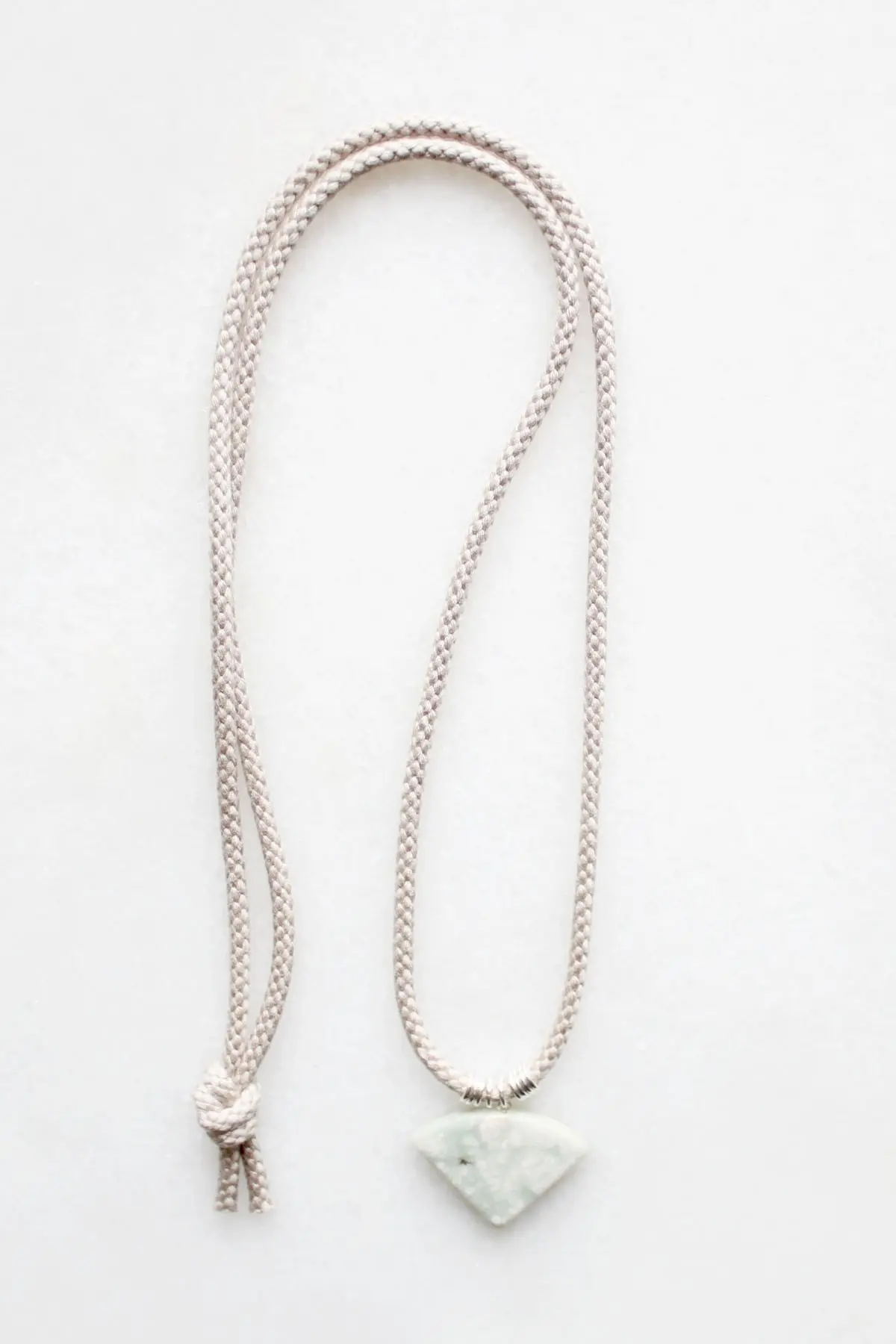Braided Cord and Marble Necklace - sterling silver