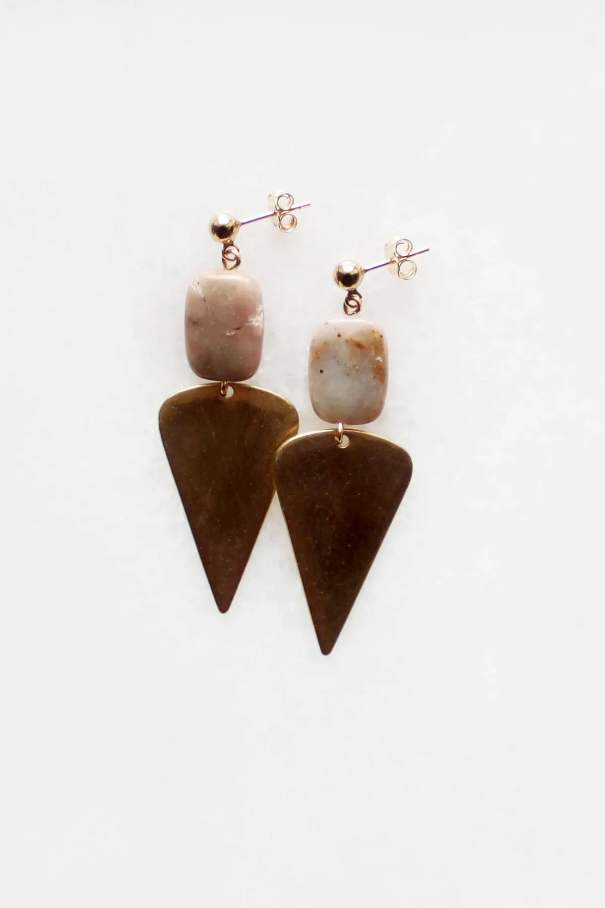 Peruvian Opal Brass Drop Earrings