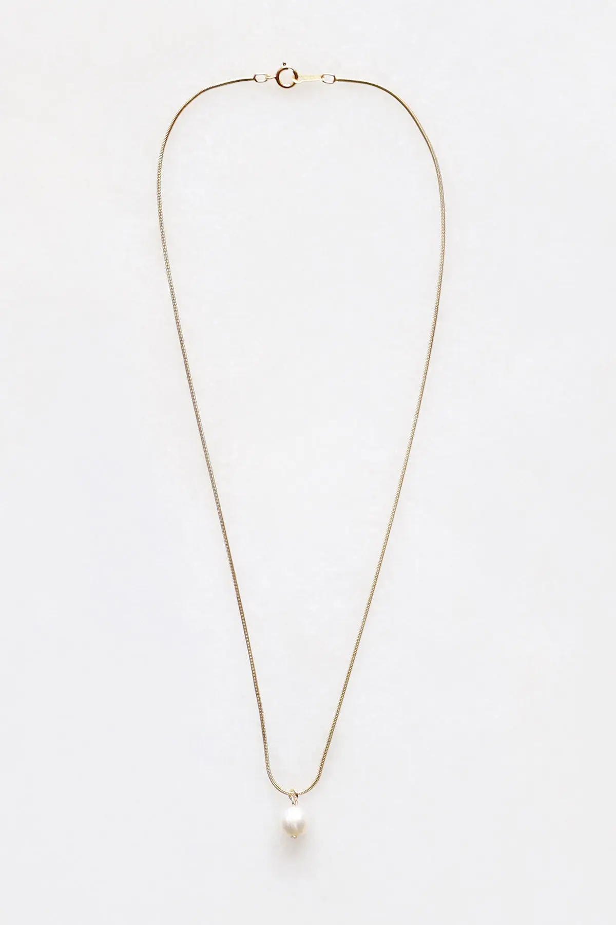 Snake Chain Pearl Necklace - 14kt gold fill
