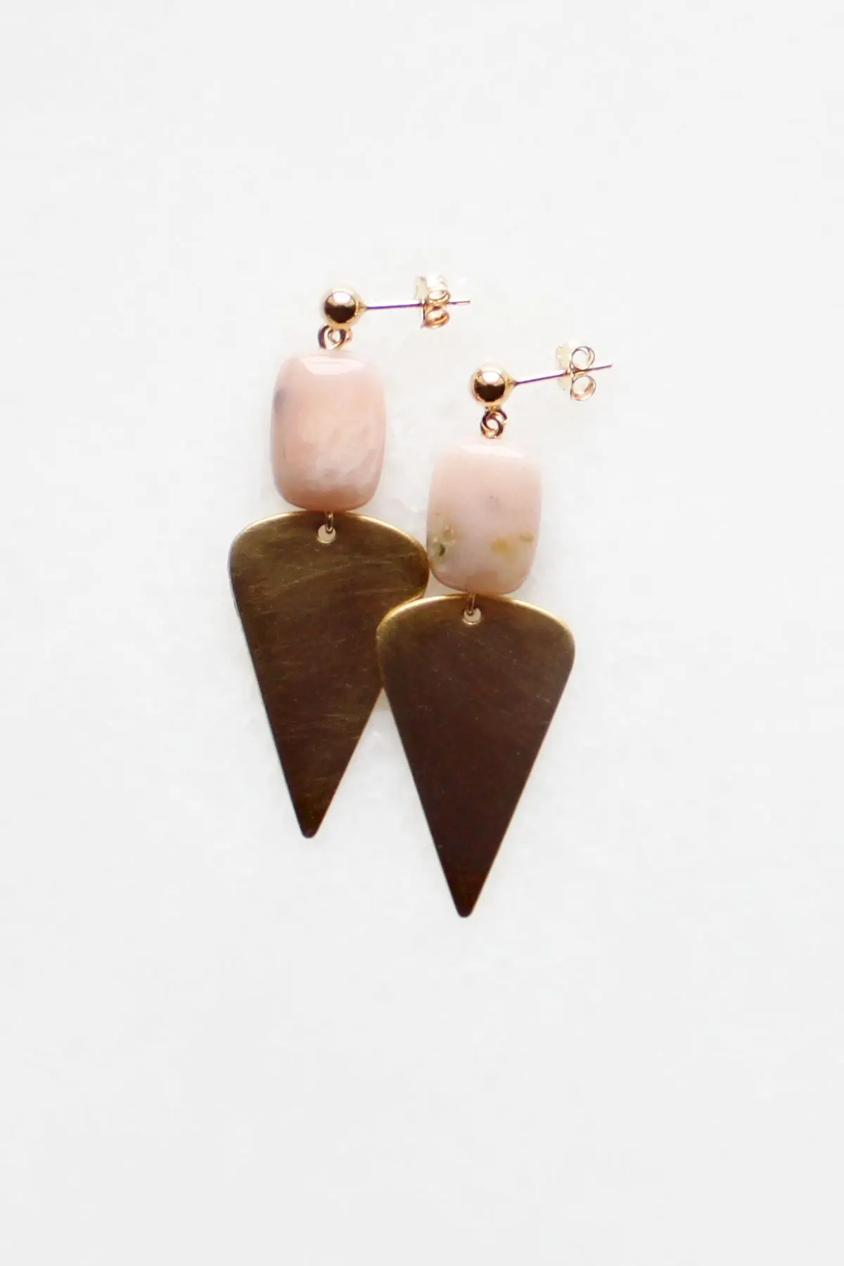 Peruvian Opal Brass Drop Earrings