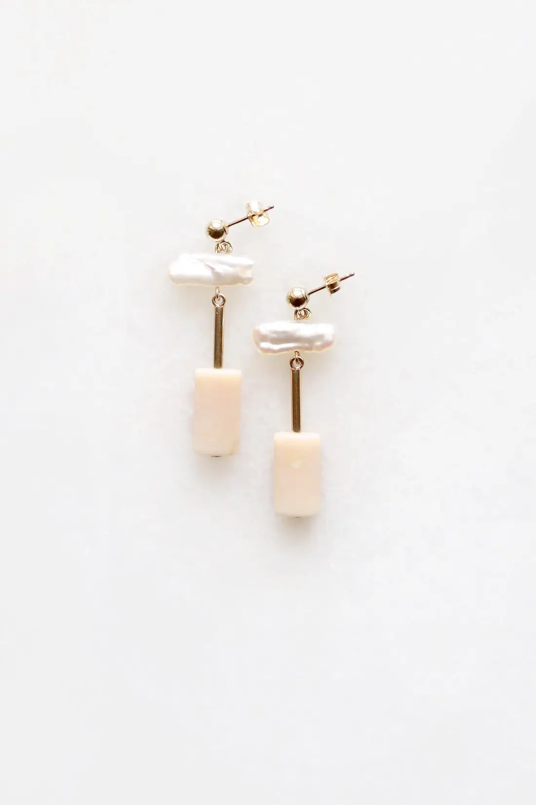 Pink Opal and Pearl Earrings