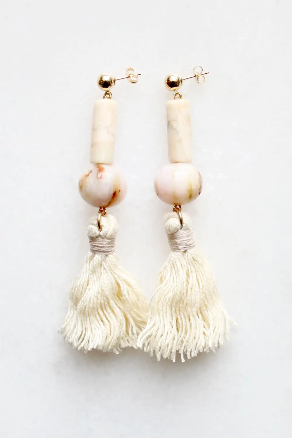 Pink Opal and Riverstone Earrings