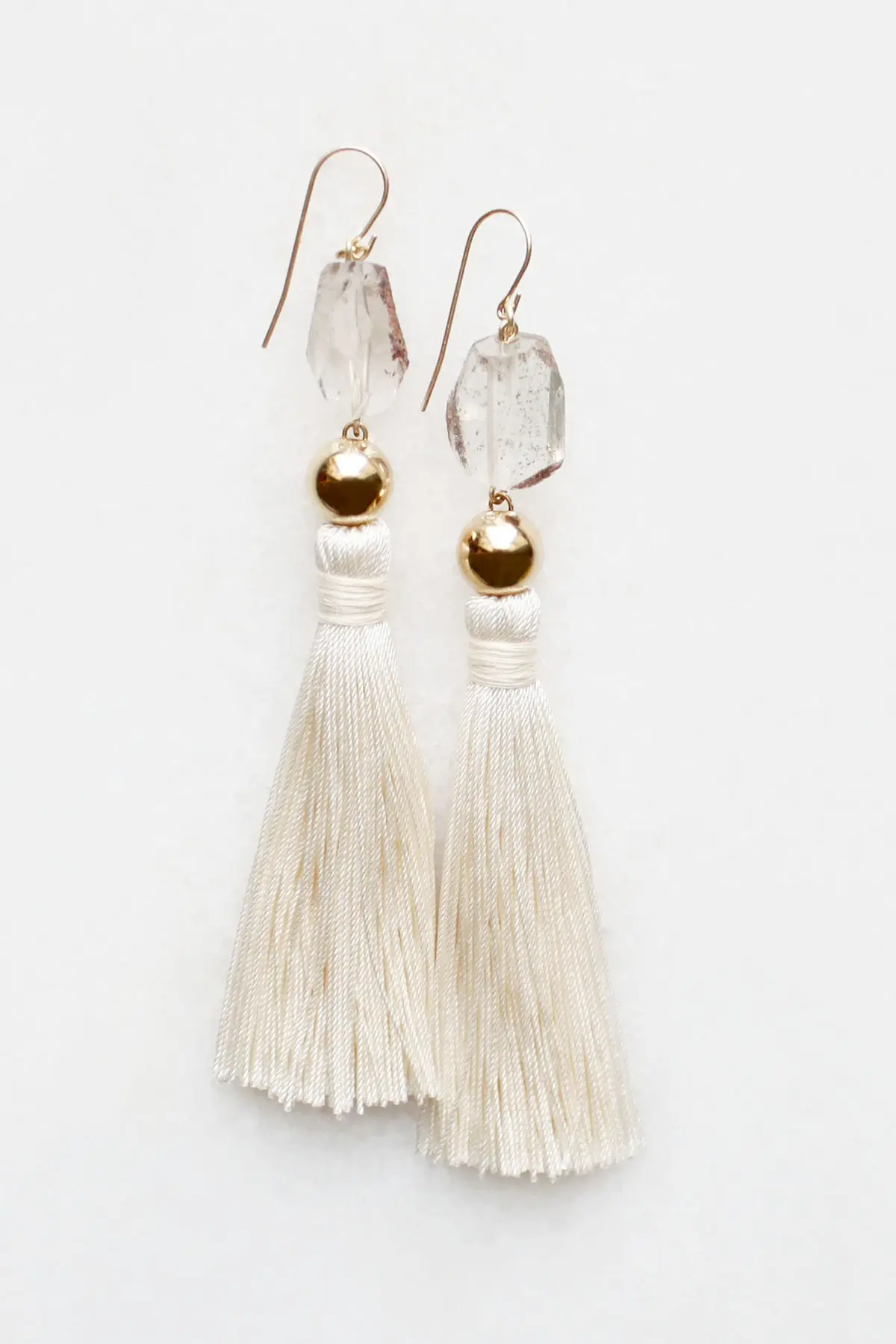 Smoky Quartz Silk Tassel Earrings
