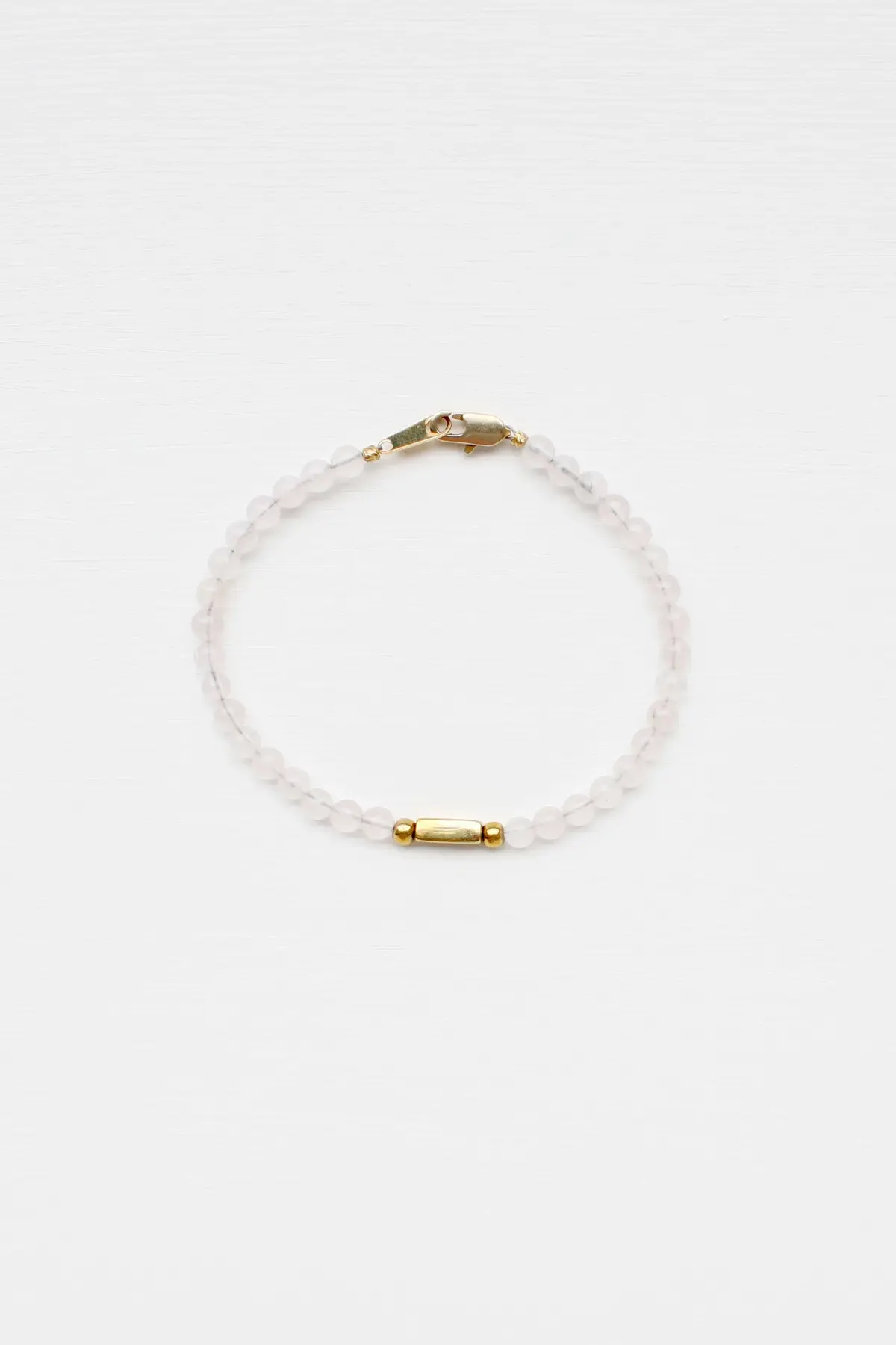 Rose Quartz and Brass Bracelet